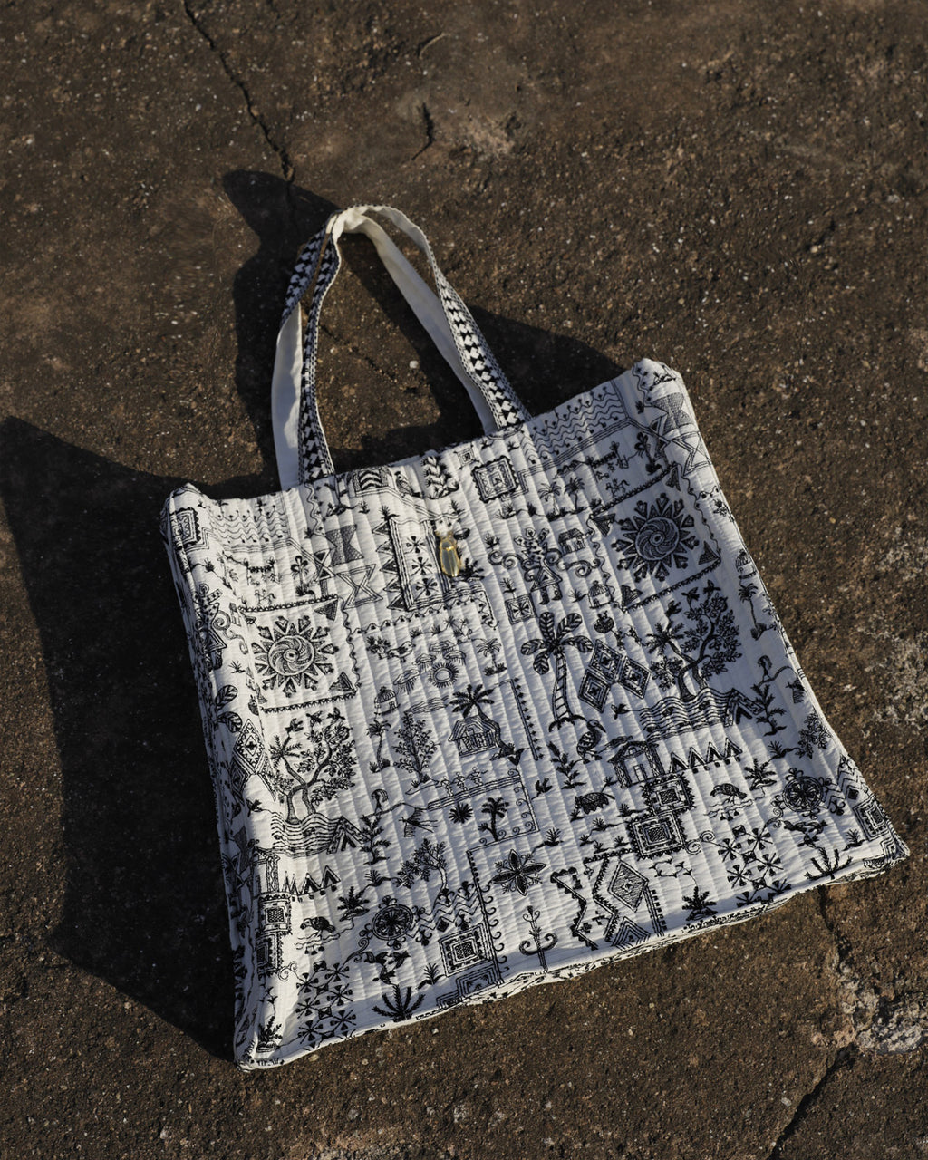 Ivory Embroidered Tote Bag