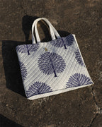 Midnight Blue Block Print Tote Bag