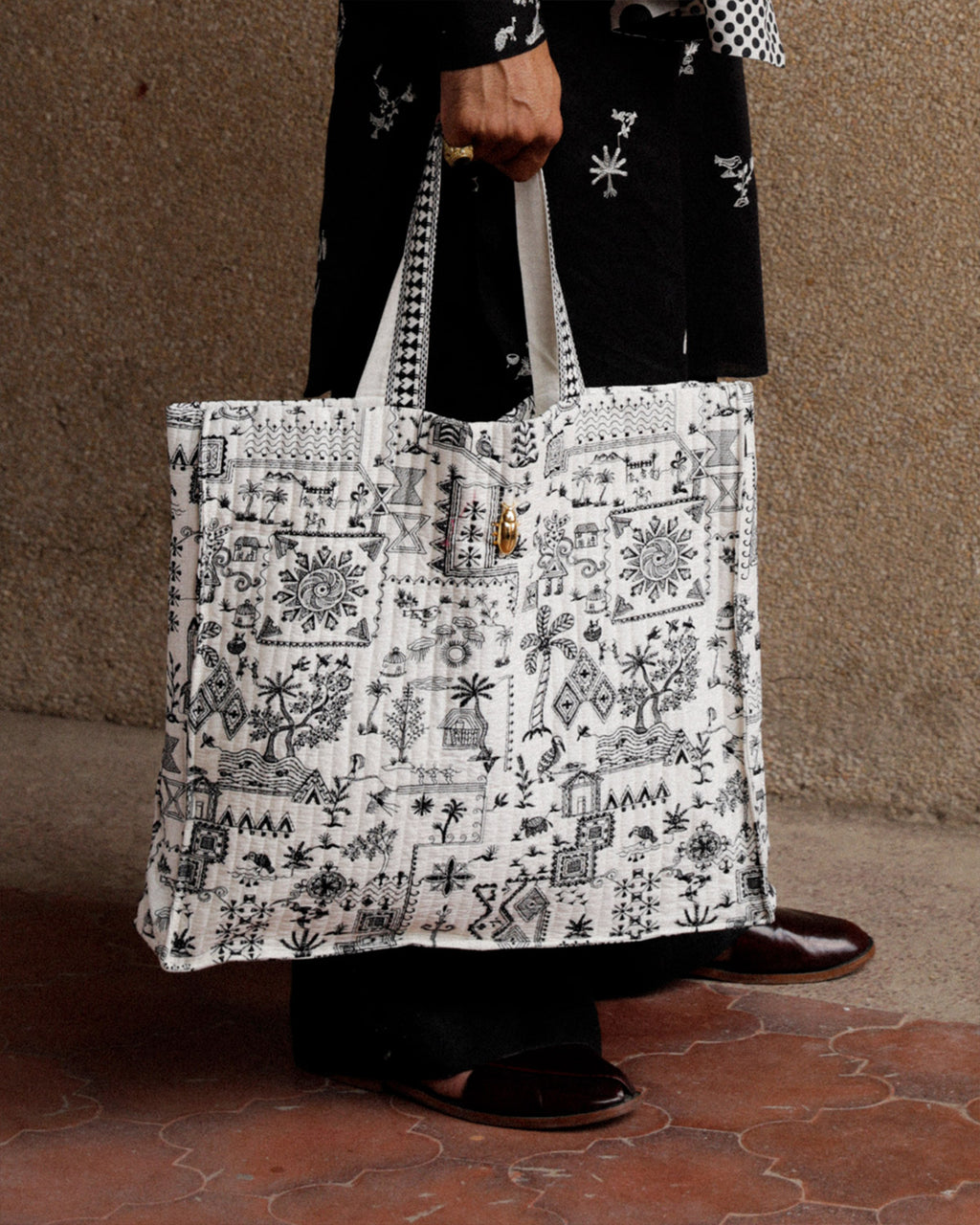 Ivory Embroidered Tote Bag