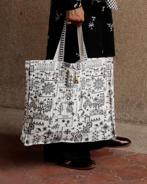 Ivory Embroidered Tote Bag