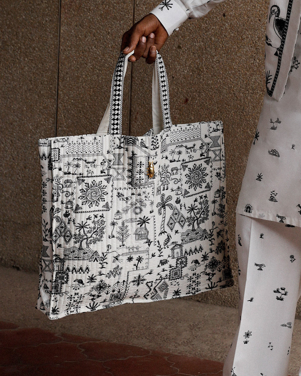 Ivory Embroidered Tote Bag