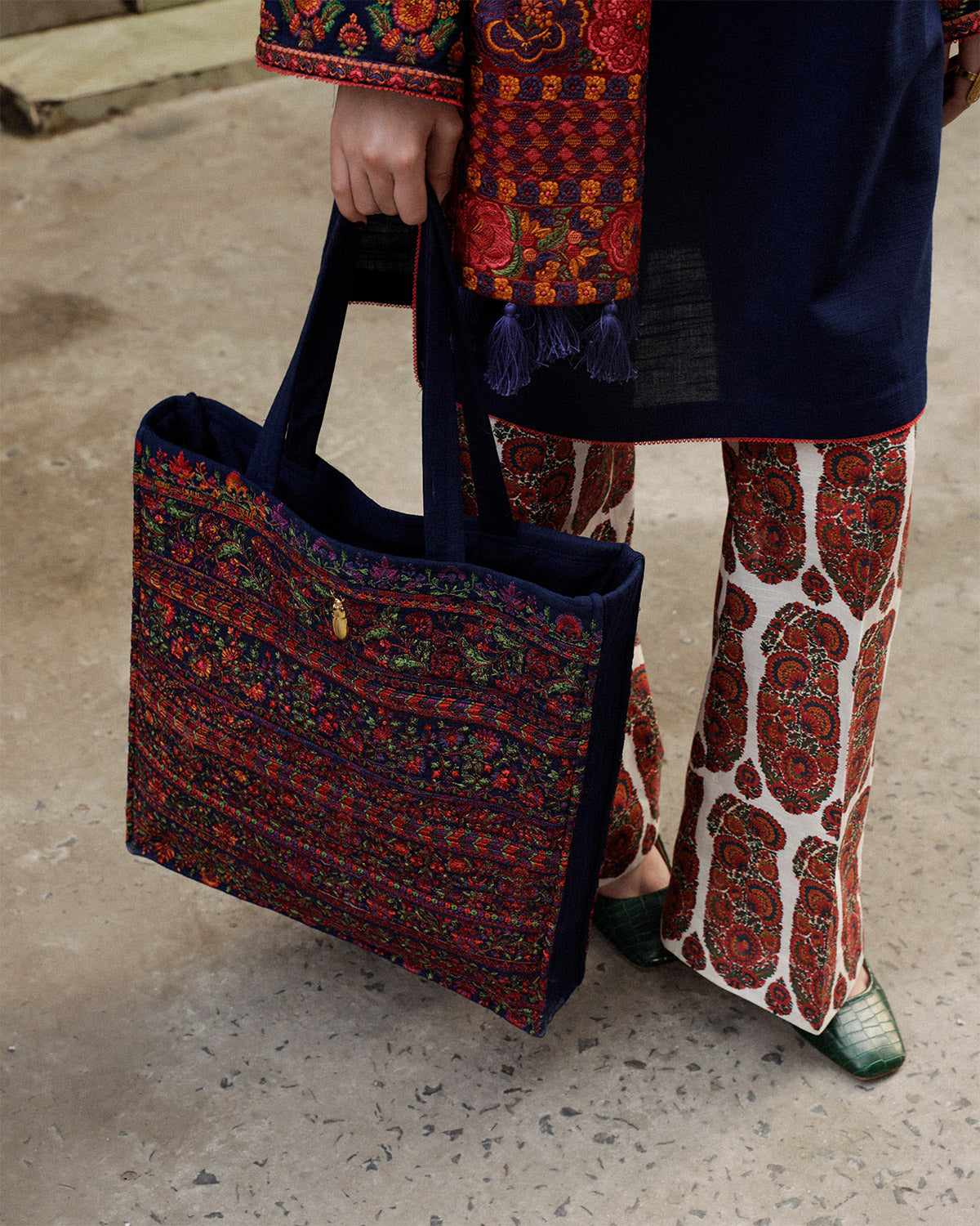 Navy Bloom Tote