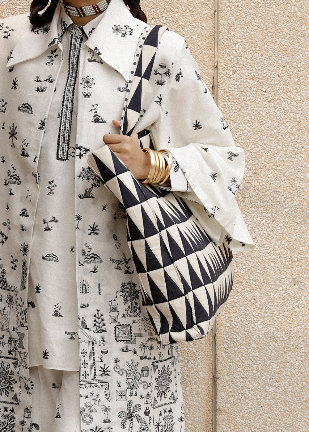Geometric Print Tote Bag